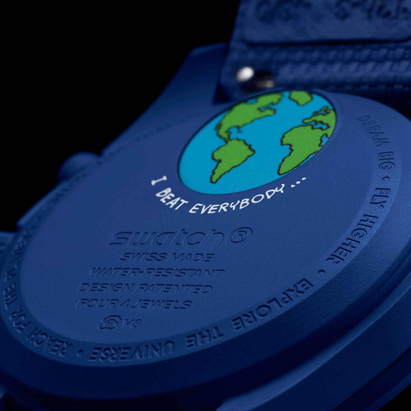Swatch x Omega Bioceramic Moonswatch Mission To Earthphase blue