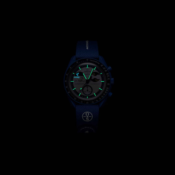 Swatch x Omega Bioceramic Moonswatch Mission To Earthphase blue